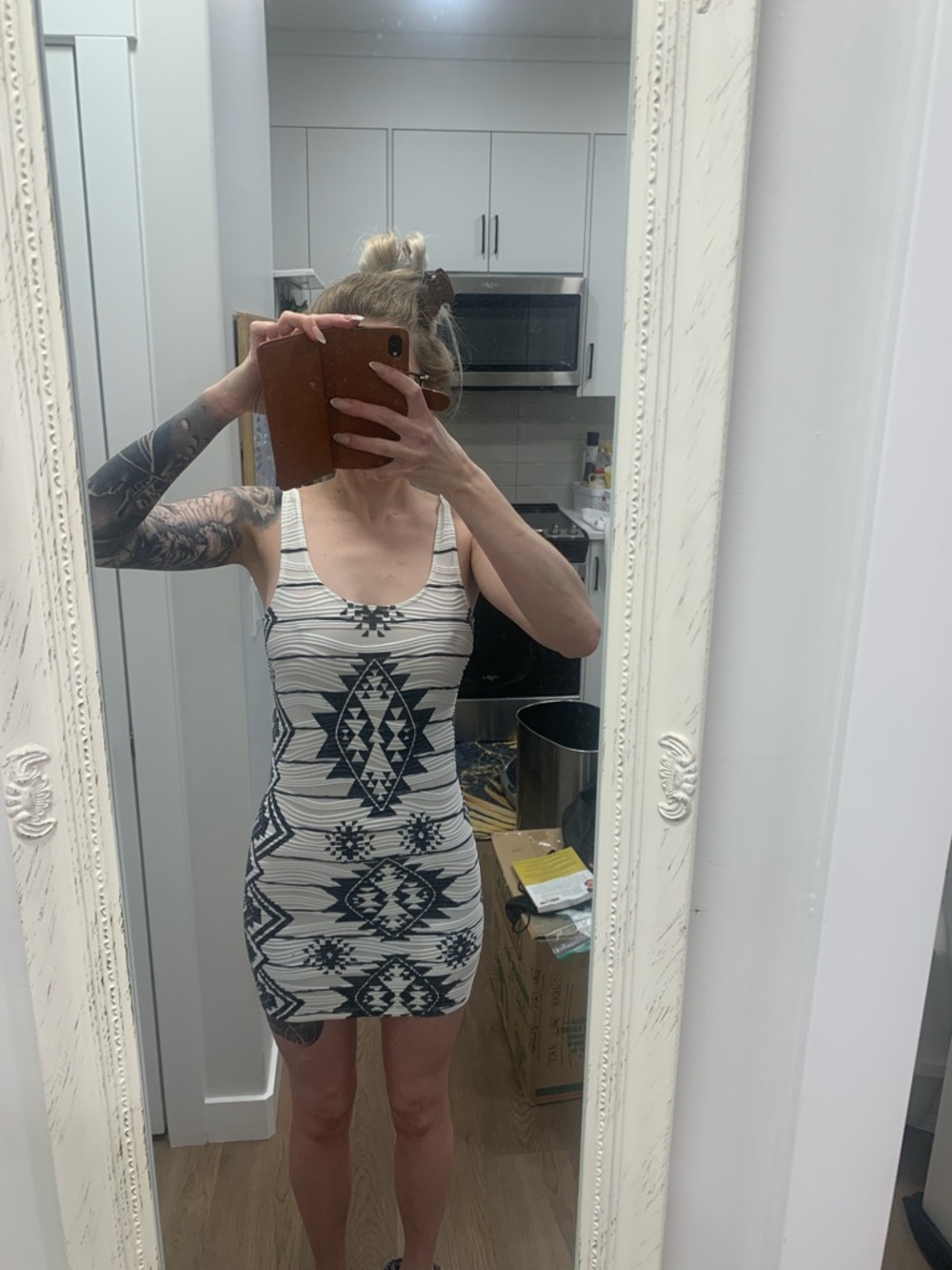Tobi Black and White Tribal Tank Mini Dress